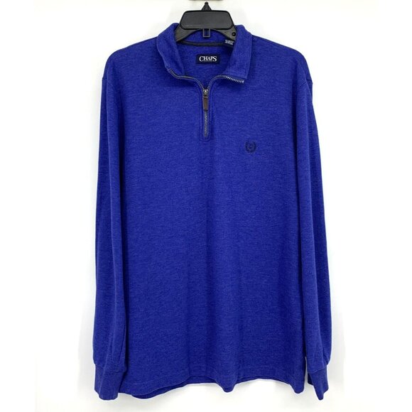 Chaps Sweater Blue 1/4 Zip Mock Neck Long Sleeve Pullover - Picture 1 of 7